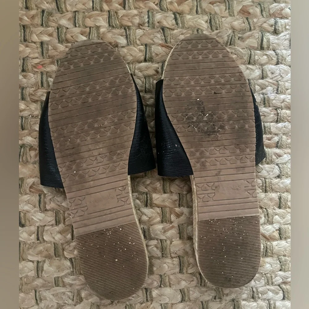 KAANAS ❤️‍🔥 BLACK RAFIA ESPADRILLE SLIDES SIZE 7